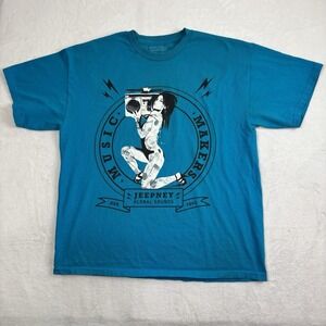 Jeepney Music Makers Blue Short Sleeve Graphic Shirt Distressed Men's XL